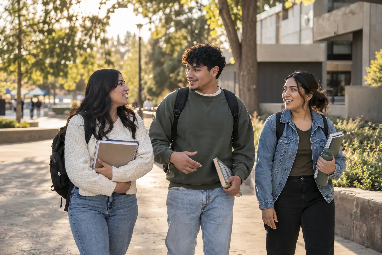 Imagen ilustrativa de jóvenes universitarios conversando en un campus